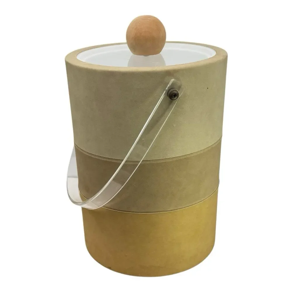 Vintage MCM‎ Style Morgan Designs Bucket Brigade Ice Bucket Faux Suede w Lid